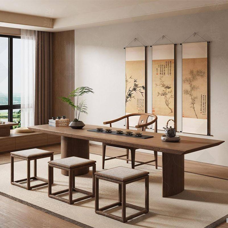 宋代美学风茶室泡茶桌新中式实木茶桌椅组合会所茶台茶桌全屋定制