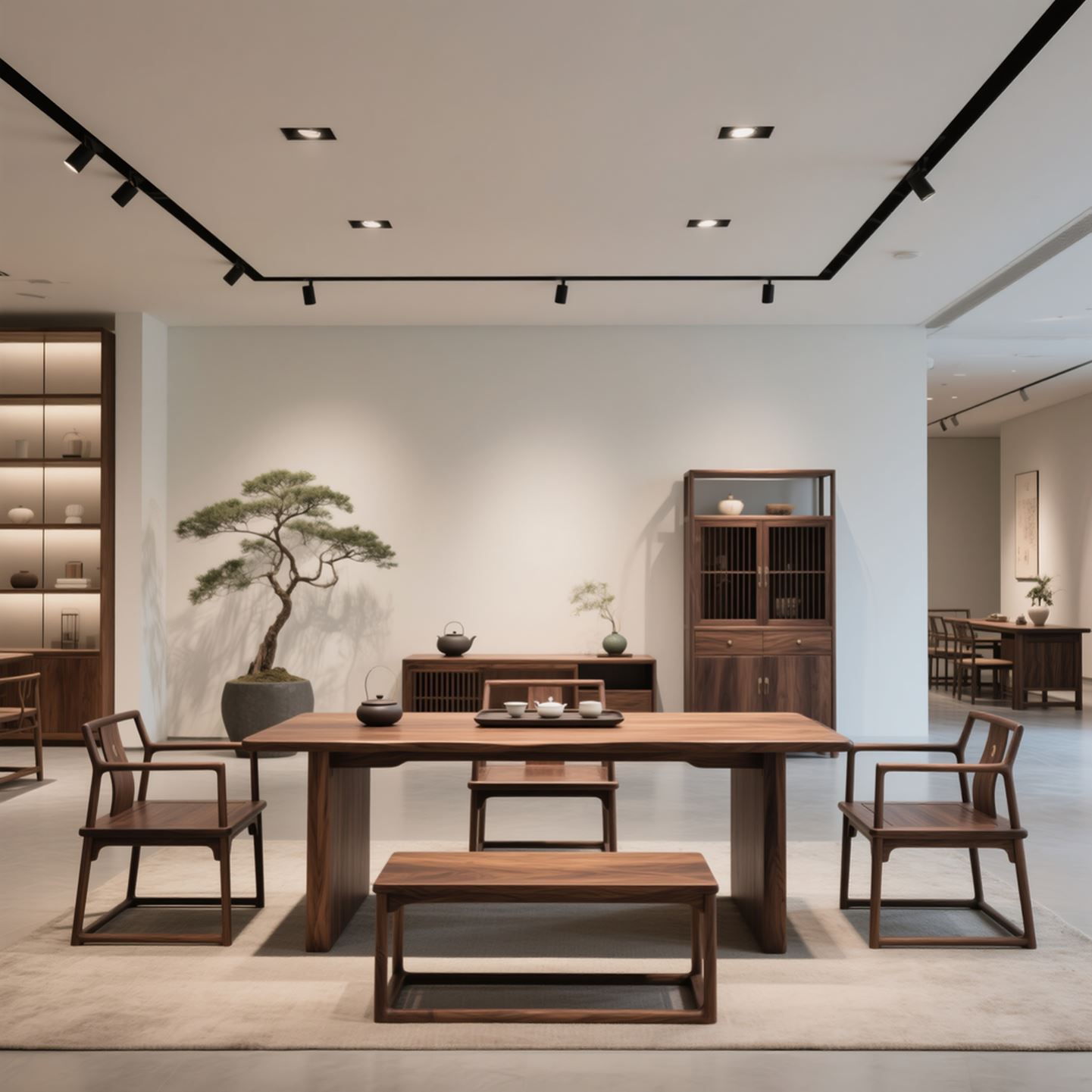 新中式实木茶桌椅组合高端大气北美黑胡桃木办公室客厅家用泡茶桌