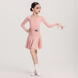 女童拉丁舞练功服2025春季新款长袖分体套装儿童舞蹈演出训练习服