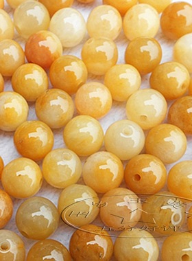 新款 老黄龙玉散珠圆珠珠宝新疆金丝玉黄玉珠子摆件人物