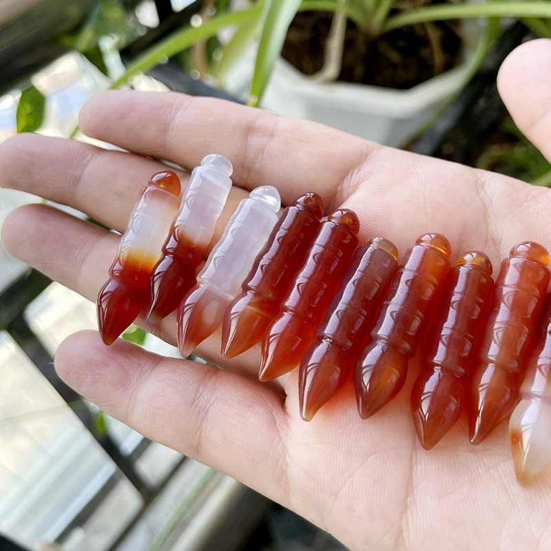 天然红玛瑙文昌笔吊坠 玉髓毛笔金榜题名玉坠挂件送学生礼物