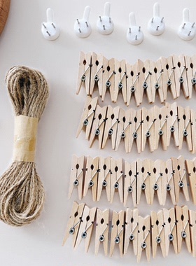 ins风照片墙麻绳木头夹子房间教室布置相片展示墙贴卡片装饰海报