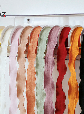 皱边丝带弹力绑带手捧花束褶皱蛋糕装饰鲜花包装材料礼品盒蝴蝶结