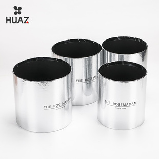 套四鲜花抱抱桶圆桶花艺包装 材料花桶 盒亮面花盒鲜花包装