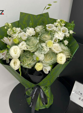 花妆点 巴洛克复古印花纸鲜花包装纸绿色花纹花艺包装材料