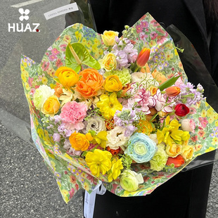 油菜花雪梨纸油菜花园包装纸鲜花束包花纸搭配资材手工diy花艺