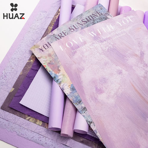 紫色系花束包装纸鲜花包装材料