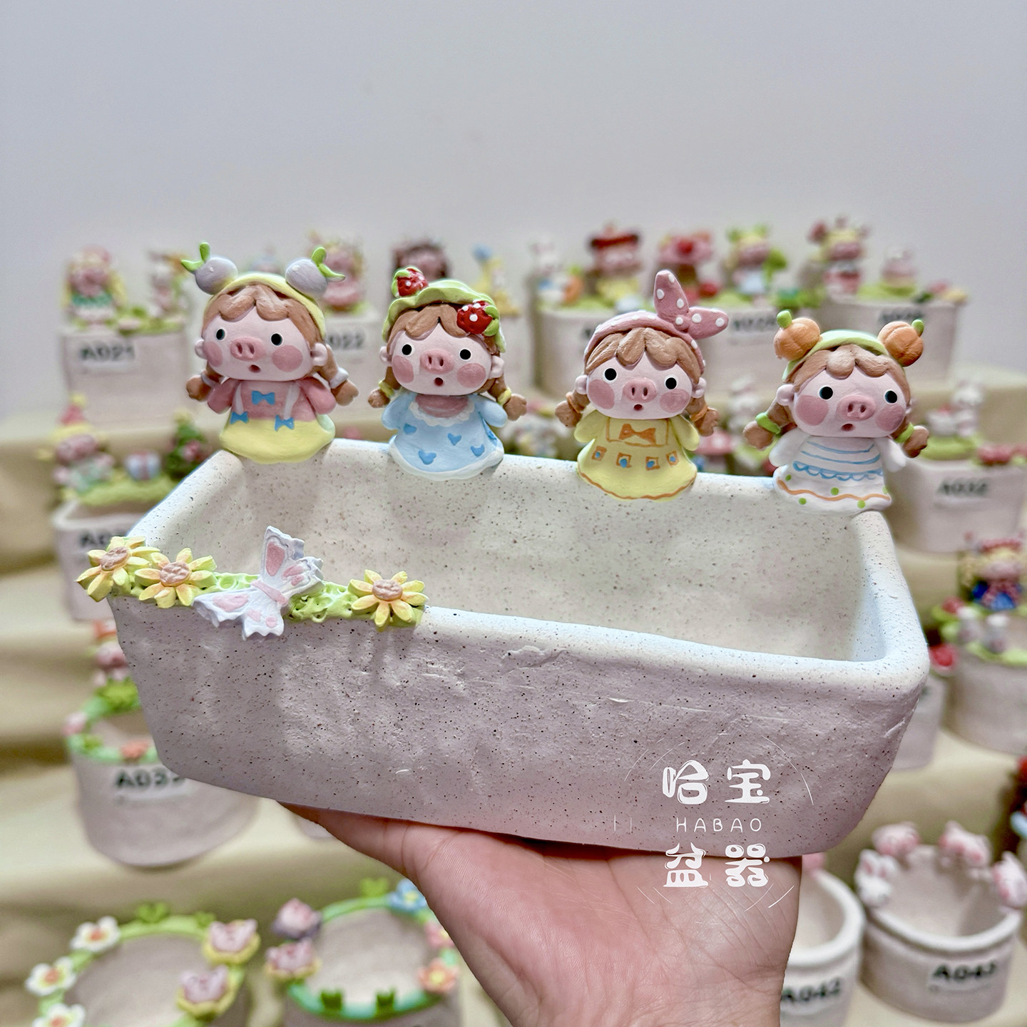 哈宝丨手工粗陶棉花糖釉猪猪盆超透气生石花PP肉锥盆一物一拍,鲜花速递/花卉仿真/绿植园艺,花盆,淘宝优惠券,粉丝福利购,淘宝优惠卷