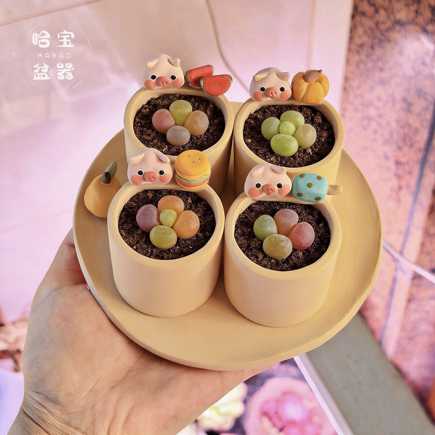 【9/10】新款素烧猪猪盆迷你拇指盆多肉肉锥透气控型盆一物一拍