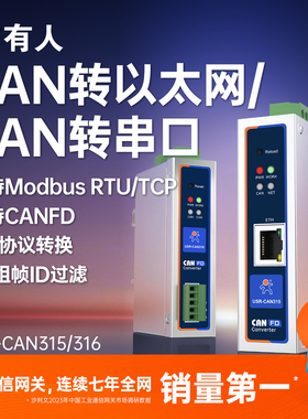 有人CAN转RS485以太网232串口CANopen协议Modbus网关CAN315/316