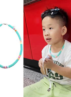 原创男女儿童蓝天彩虹软陶项链圈休闲小众时尚日常酷趣表演配饰品