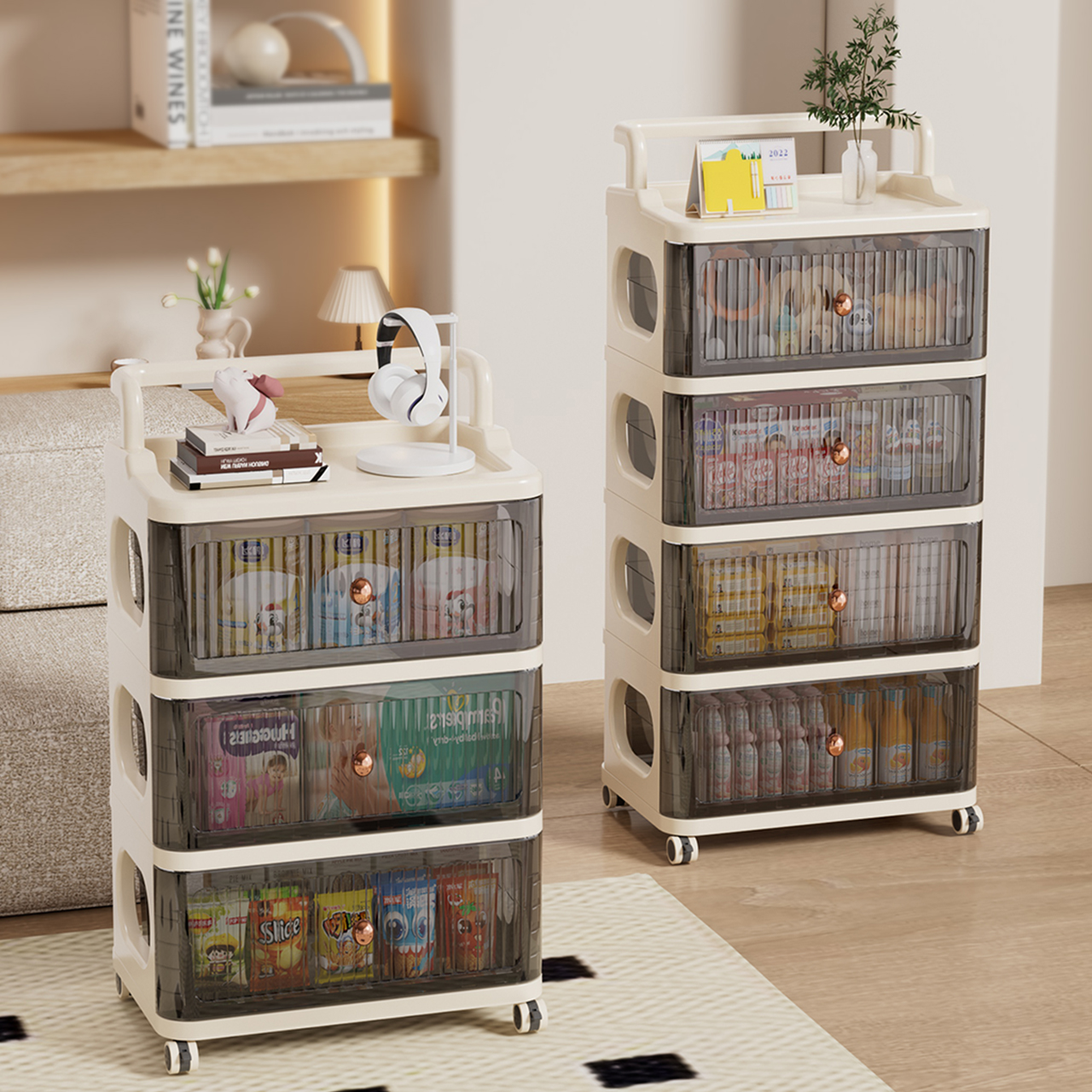 带轮可移动多层抽屉式收纳柜