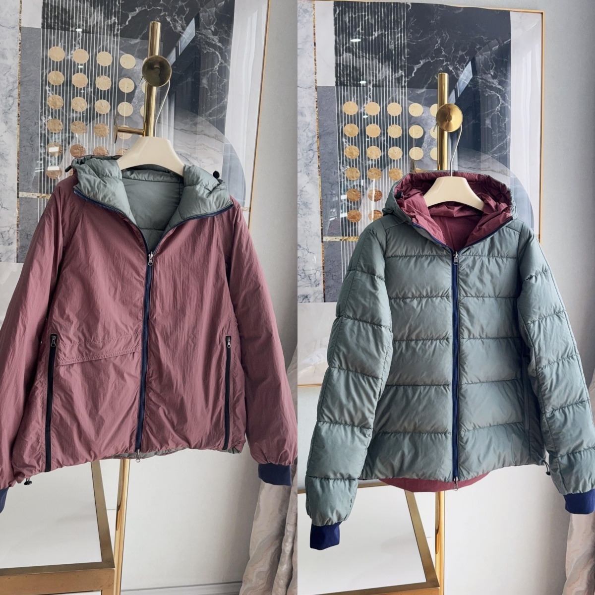 双面穿An连帽轻量90白鹅绒羽绒服