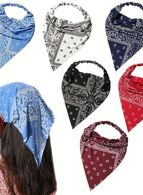 Women Paisley Elastic Boho Headbands Printed retro triangula