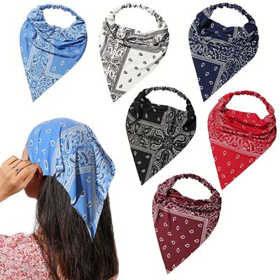 Women Paisley Elastic Boho Headbands Printed retro triangula