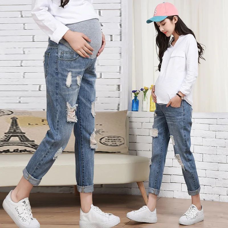 Pregnancy Abdominal Pants Boyfriend Jeans Maternity Pants Fo