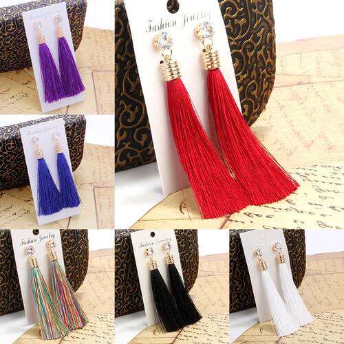 Bohemia Tassel Drop Earrings For Women Trendy Ethnic Crystal