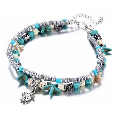 Beach Boho Wave Sea Star Dolphin Turquoise Bead Turtle Foot