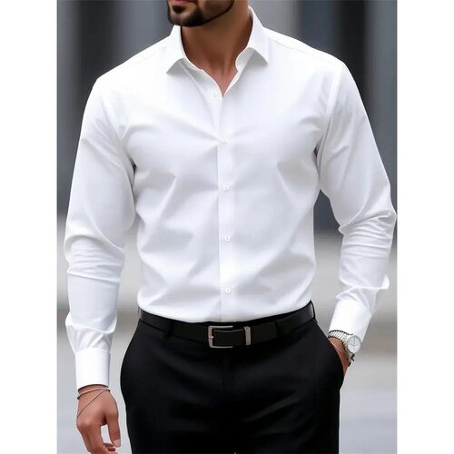 9-Color Men's Shirts, Solid Color Long-Sleeve Shirts, Slim F