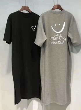 Women's Summer New Short Sleeved T-shirt Dress Loose Mid Len