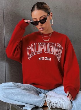 Korean Trend Woman Sweatshirts California West Coast Print F
