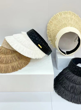 Bohemian style personality tassel empty top hat women summer