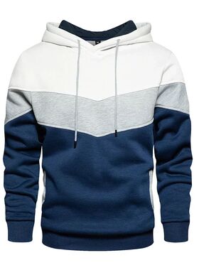 Men's Patchwork Hooded Sweatshirt Hoodies Clothing Casual Lo