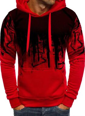 Gradient Print Men's Pullover Hooded Sweatshirt Spring Autum