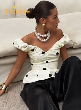 Vintage Polka Dot Backless Tank Tops Woman Summer Street Chi