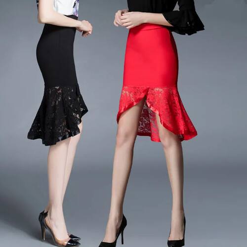 European and American Style New Lace Skirt Long Lotus Leaf P