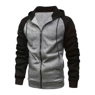 New Men's Zip-Up Color Block Hoodie with Casual Stylish & Du