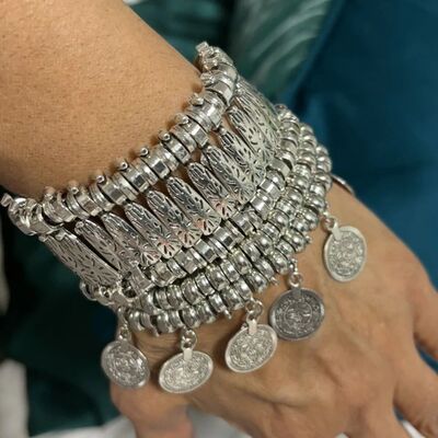 Vintage Silvery Golden Coins Bracelet for Women Men Boho Hip