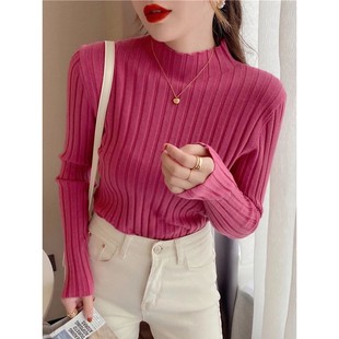 Autumn Winter Knitted Ribbed Turtleneck Sweater Women Clothe