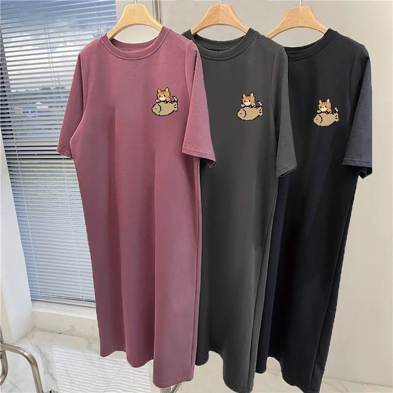 Casual Dresses, Summer Loose Large Size New Short-sleeved T-图片
