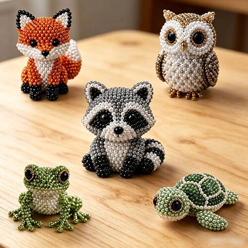 New DIY 3D Cute Animal Bead Craft Set with Colorful Bead Dec