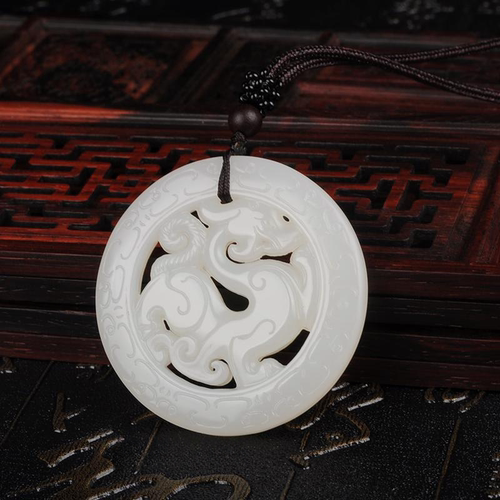 男女吊坠祥龙白玉玉石双面工