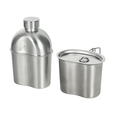 美军不锈钢户外野营军训旅游大容量泡茶烧水便携饭盒经典美式水壶