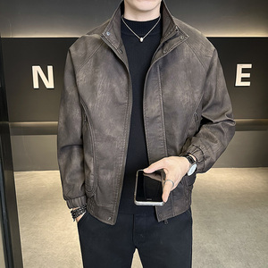 新高品质~水洗做旧店主风皮衣夹克外套1 403-1-7808-P148,男装皮衣,电商C301