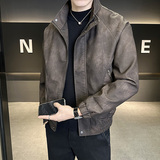 新高品质~水洗做旧店主风皮衣夹克外套1403-1-7808-P148，男装皮衣，电商C301