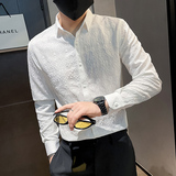 2025秋社会小伙纯色提花修身时尚长袖XZ403-Z-C1915-P58限78，男装衬衫，电商C301