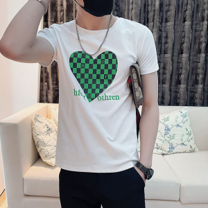 2023社会小伙爱心印花短袖T恤男修身T潮流1 C301-T3003-P38 限58图片