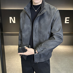 新高品质~水洗做旧店主风皮衣夹克外套1 403-1-7808-P148图片