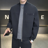 2025秋冬店主风简约胸兜设计棒球领夹克外套1403-1-JK8058-P128，男装夹克，电商C301