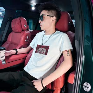 2025夏社会小伙贴布刺绣短袖T恤男修身T1 XZ403-1-T5028-P38 限58图片
