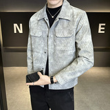 新高品质~修身做旧菱形店主风皮衣夹克外套3403-1-7815-P128，男装皮衣，电商C301