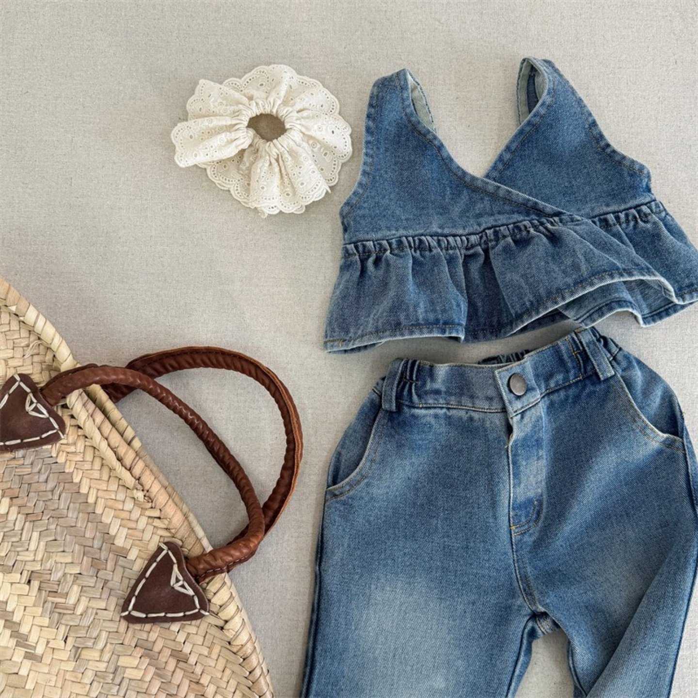 女童洋气马甲套装2026春季新款童装中小童小女孩时尚牛仔两件套潮