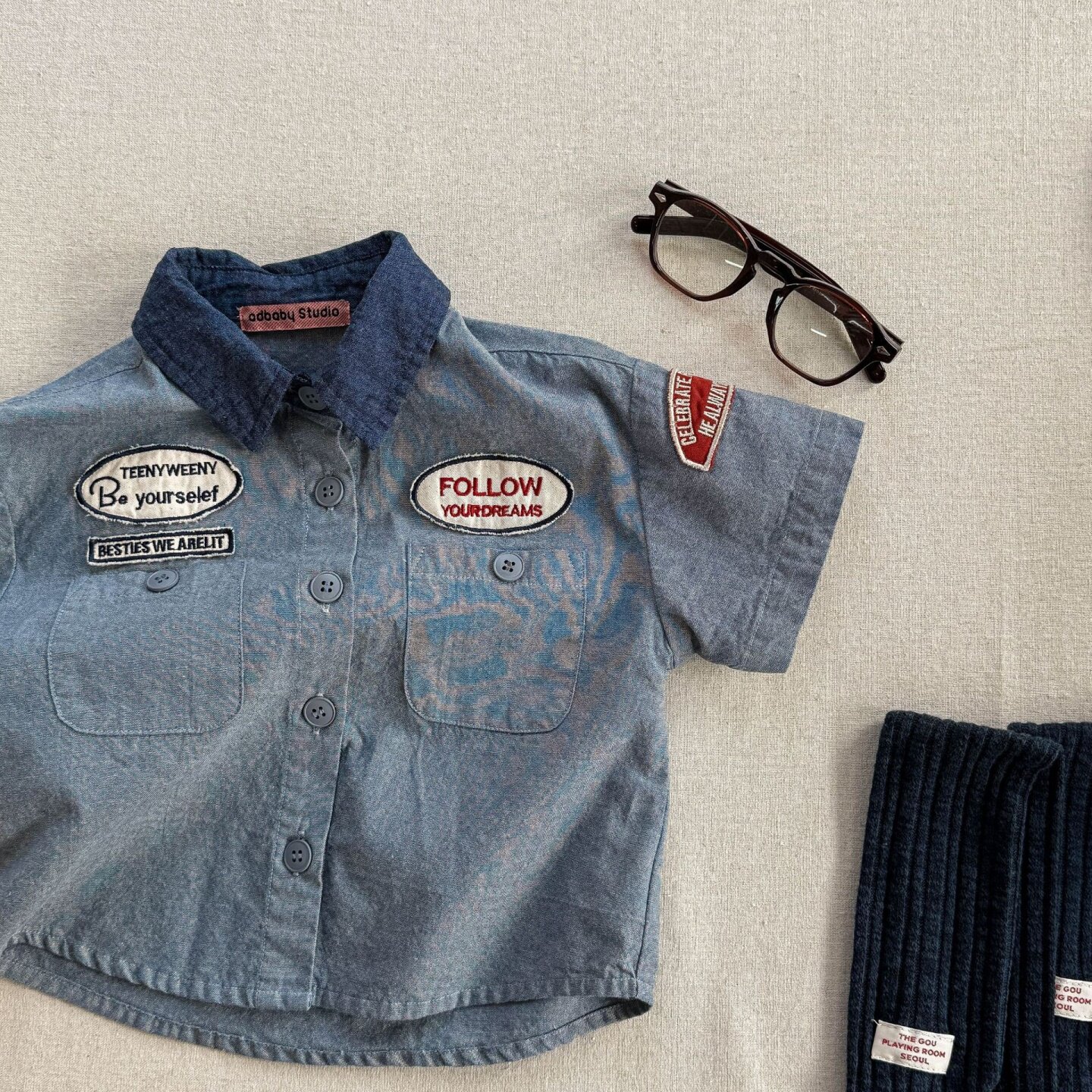 儿童洋气衬衣2026夏季新款童装男童女宝宝短袖衬衫纯棉时尚宽松潮