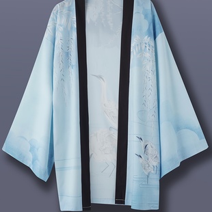 日系和风长袖羽织复古仙鹤改良汉服和服开衫男女百搭外套