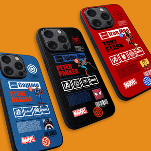 钢铁侠手机壳14promax蜘蛛侠15plus漫威ip11/12/13金刚狼mate60美国队长IQOO11动漫P60皮纹软壳K60米14 RENO9