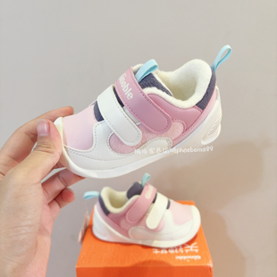 基诺浦冬款步前学步鞋加绒棉鞋皮面防水宝宝鞋轻便软底关键鞋2501